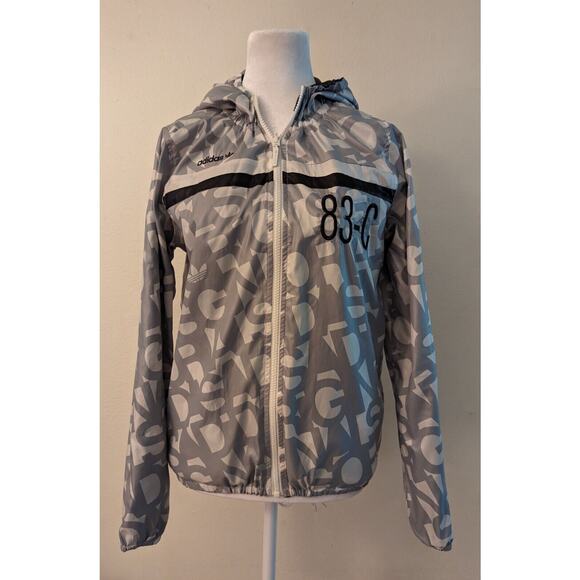 adidas Jackets & Blazers - Adidas Women's Grey Black White Reversible Long Sleeve Hooded Windbreaker 1814